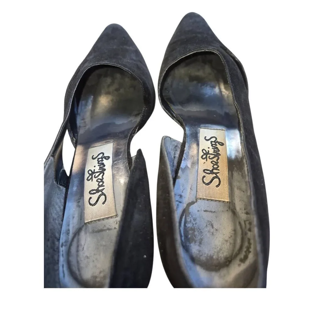 Shoe Strings Women's Size 6.5M Black Suede D'Orsay Heel